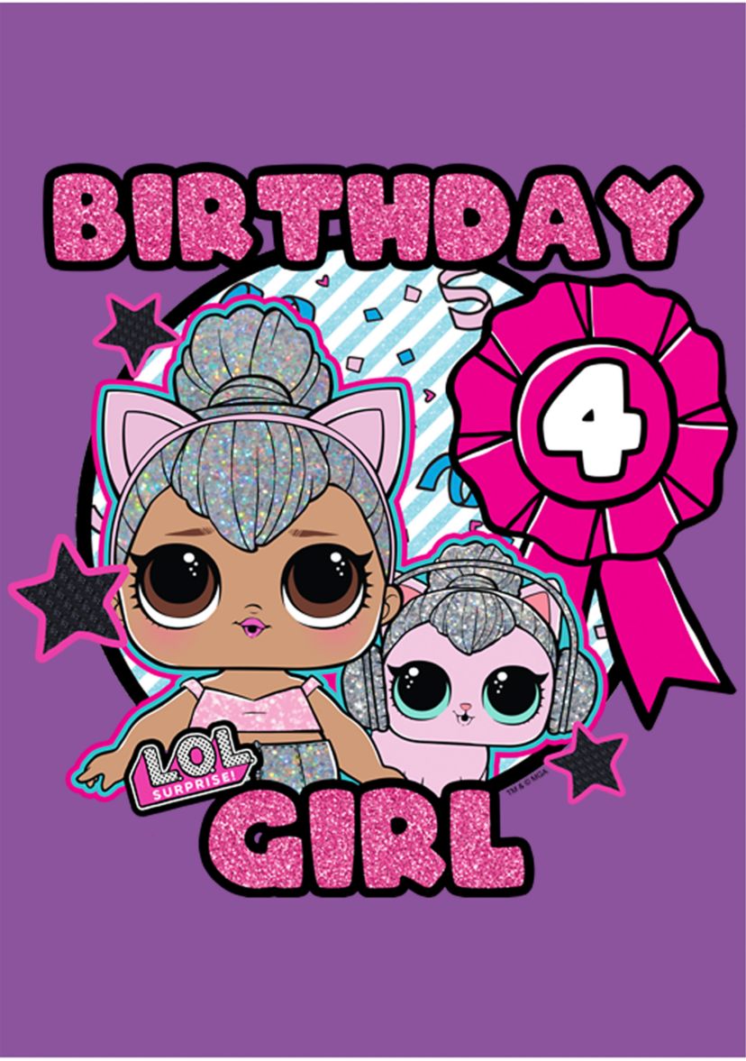 Girls 4-6x Birthday Girl 4 Graphic T-Shirt