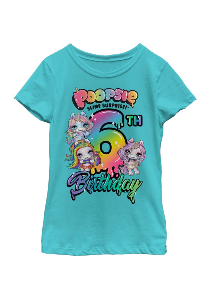 Girls 7-16 Poopsie Slime Surprise Poopsie Birthday 6 Graphic T-Shirt