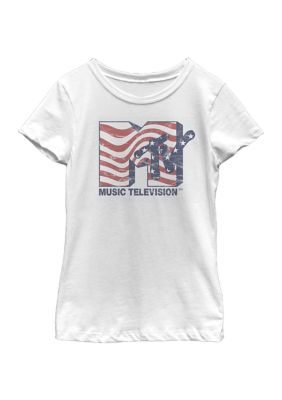 MTV Kids Stars And Stripes Graphic T-Shirt, White, XS