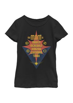 Marvel Girls 4-6x Seasonal My Mom Is All of These Graphic T-Shirt, Black, XS