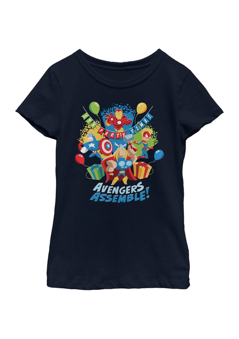 Girls 46x Marvel Seasonal Birthday Assemble Graphic Top