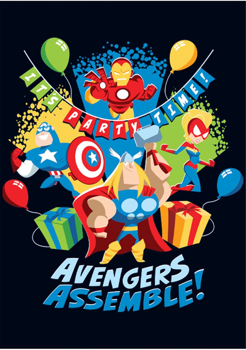 Girls 46x Marvel Seasonal Birthday Assemble Graphic Top