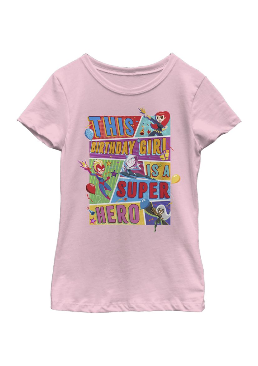 Girls 46x Marvel Seasonal Marvel Birthday Girl Graphic Top