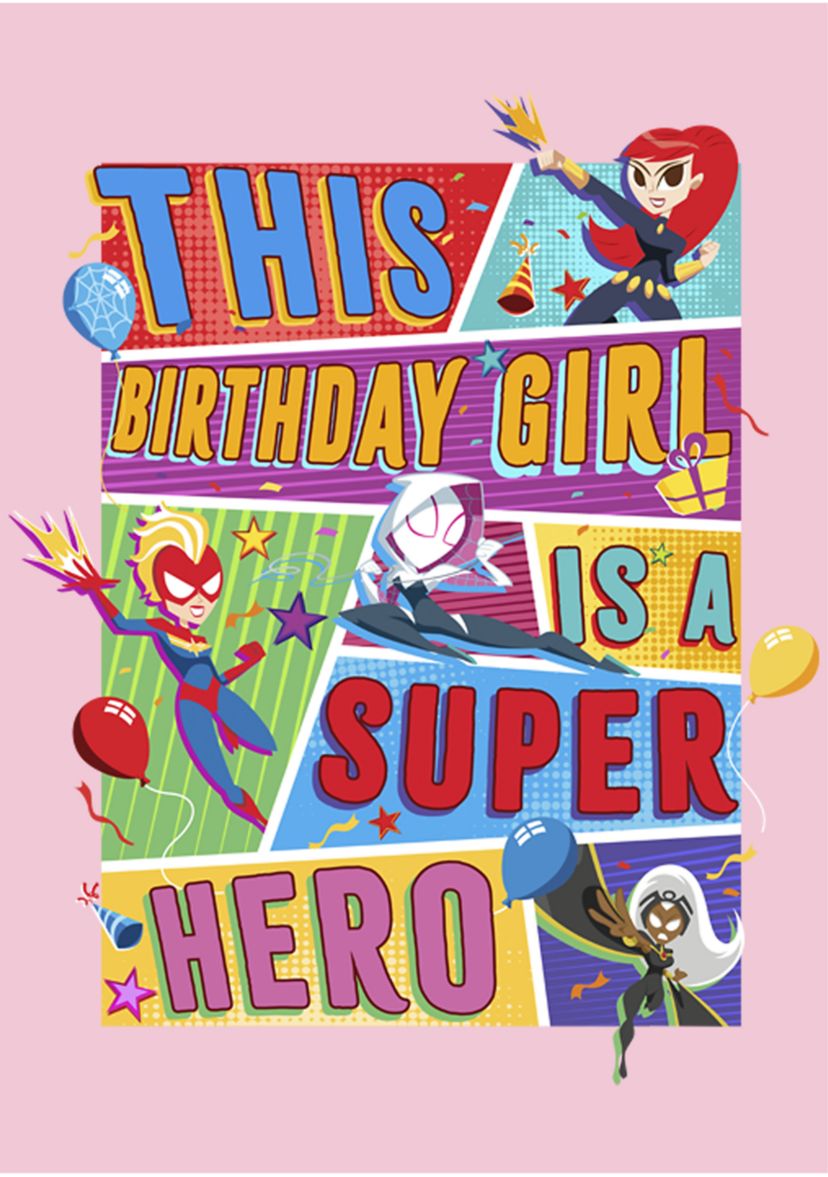 Girls 46x Marvel Seasonal Marvel Birthday Girl Graphic Top