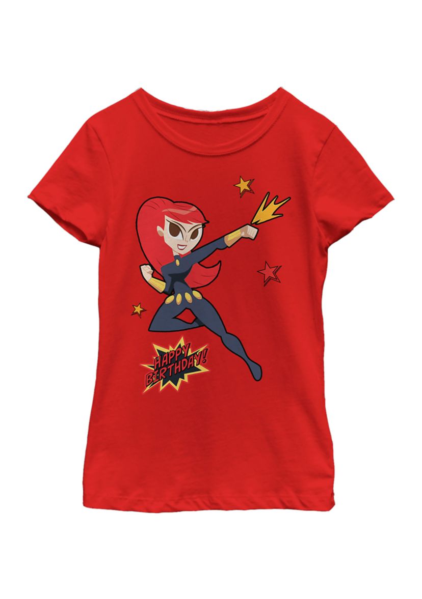Girls 46x Marvel Seasonal Black Widow Birthday Graphic Top