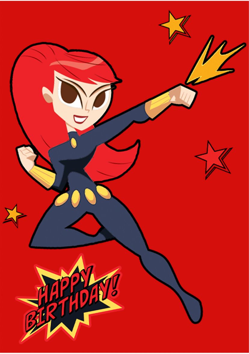 Girls 46x Marvel Seasonal Black Widow Birthday Graphic Top