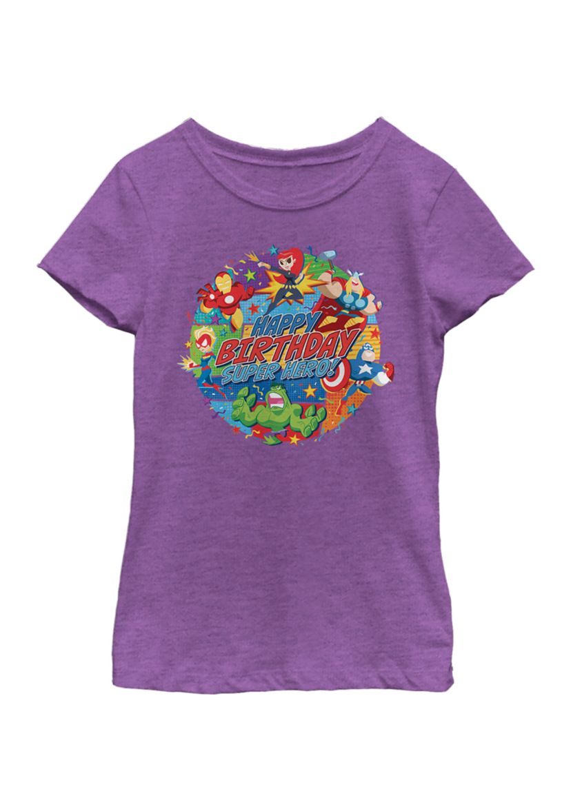 Girls 46x Marvel Seasonal Superhero Party Graphic Top