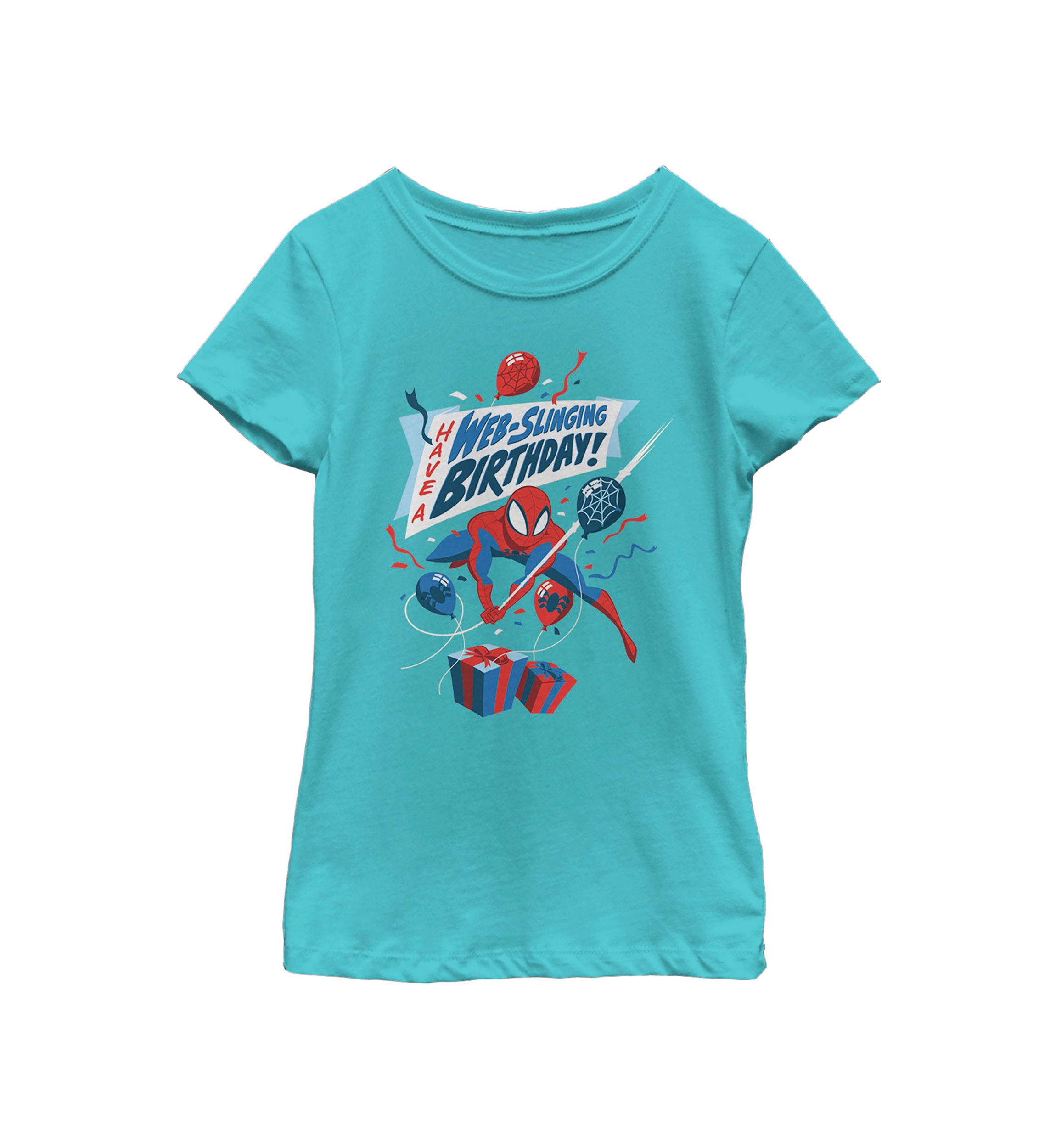 Girls 46x Marvel Seasonal Web Slinging Birthday Graphic Top