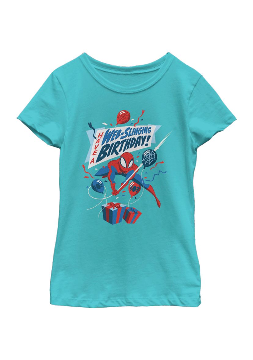 Girls 46x Marvel Seasonal Web Slinging Birthday Graphic Top