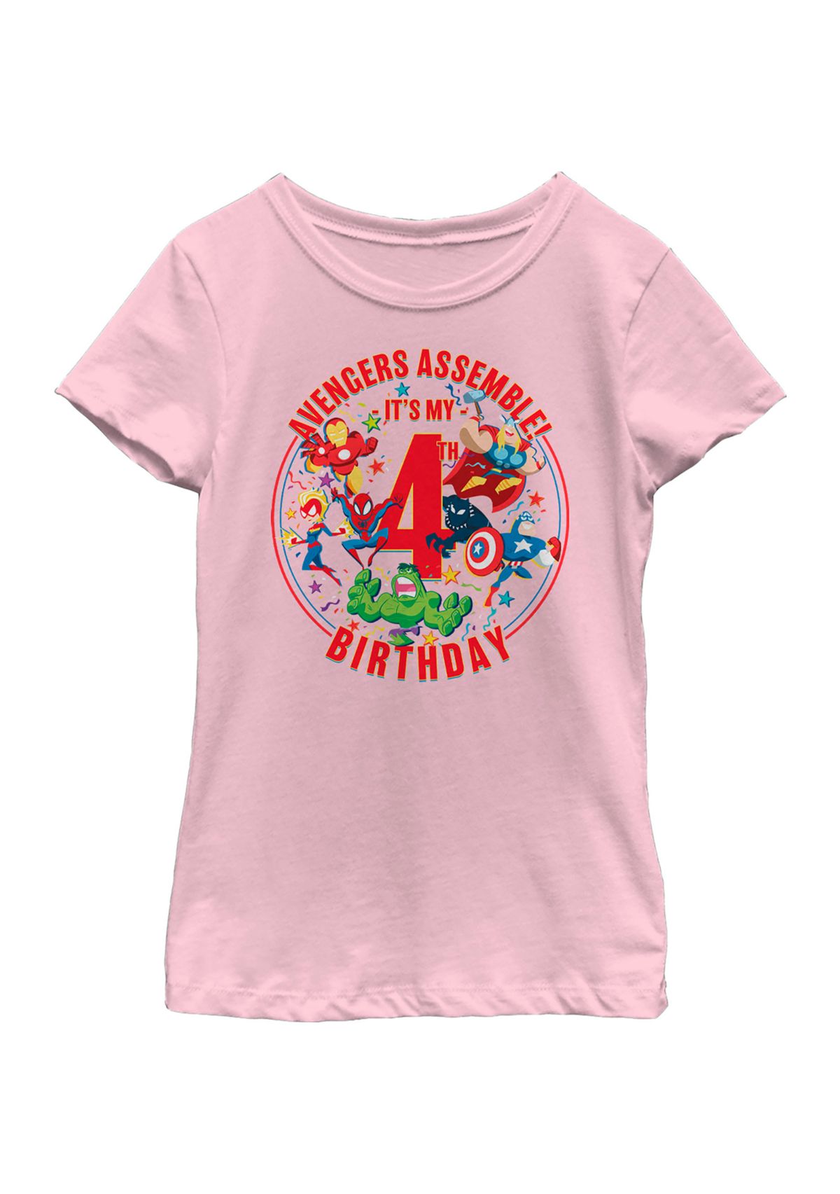 Girls 46x Marvel Seasonal Avengers Assemble 4th Birthday Graphic Top