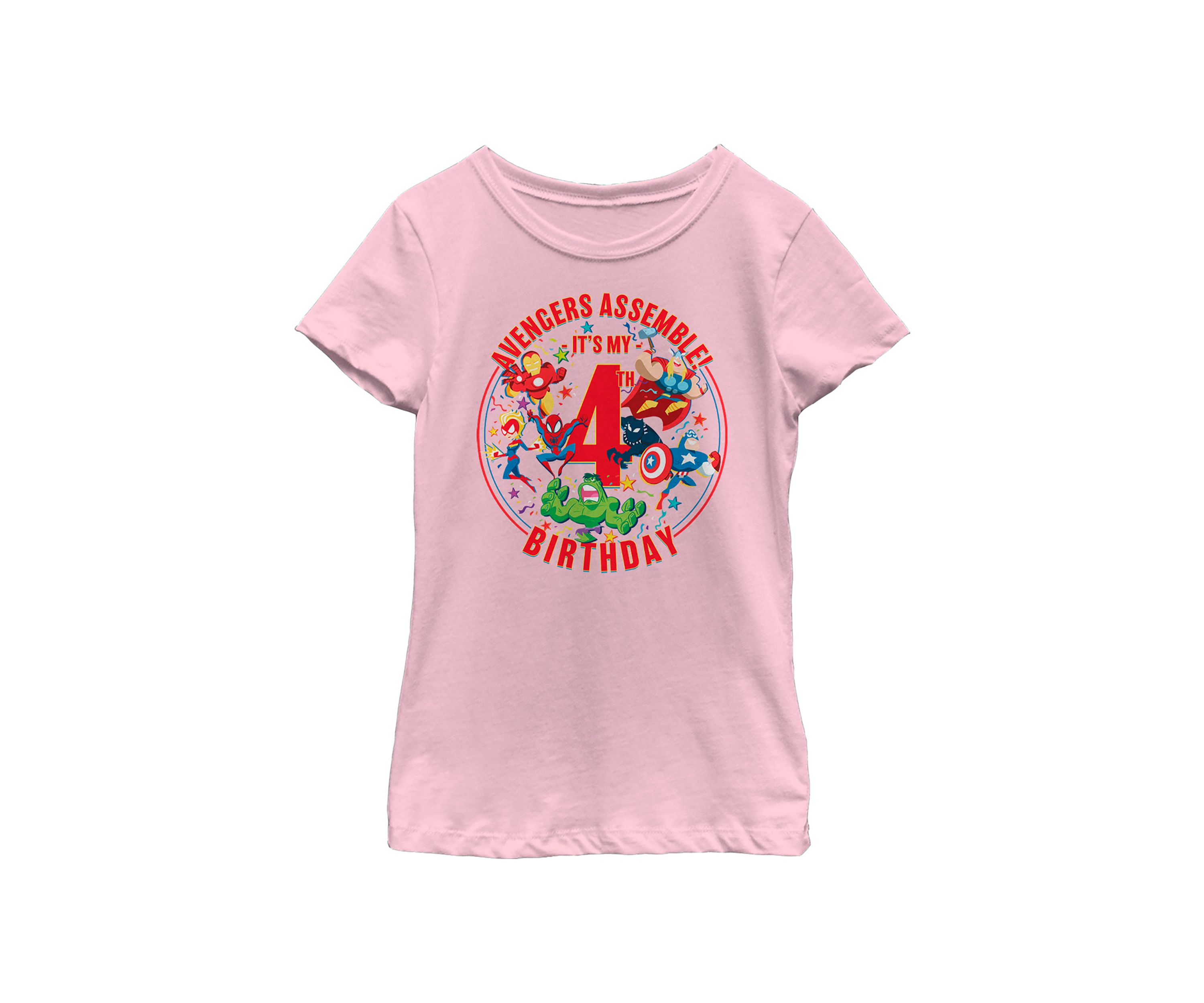 Girls 46x Marvel Seasonal Avengers Assemble 4th Birthday Graphic Top