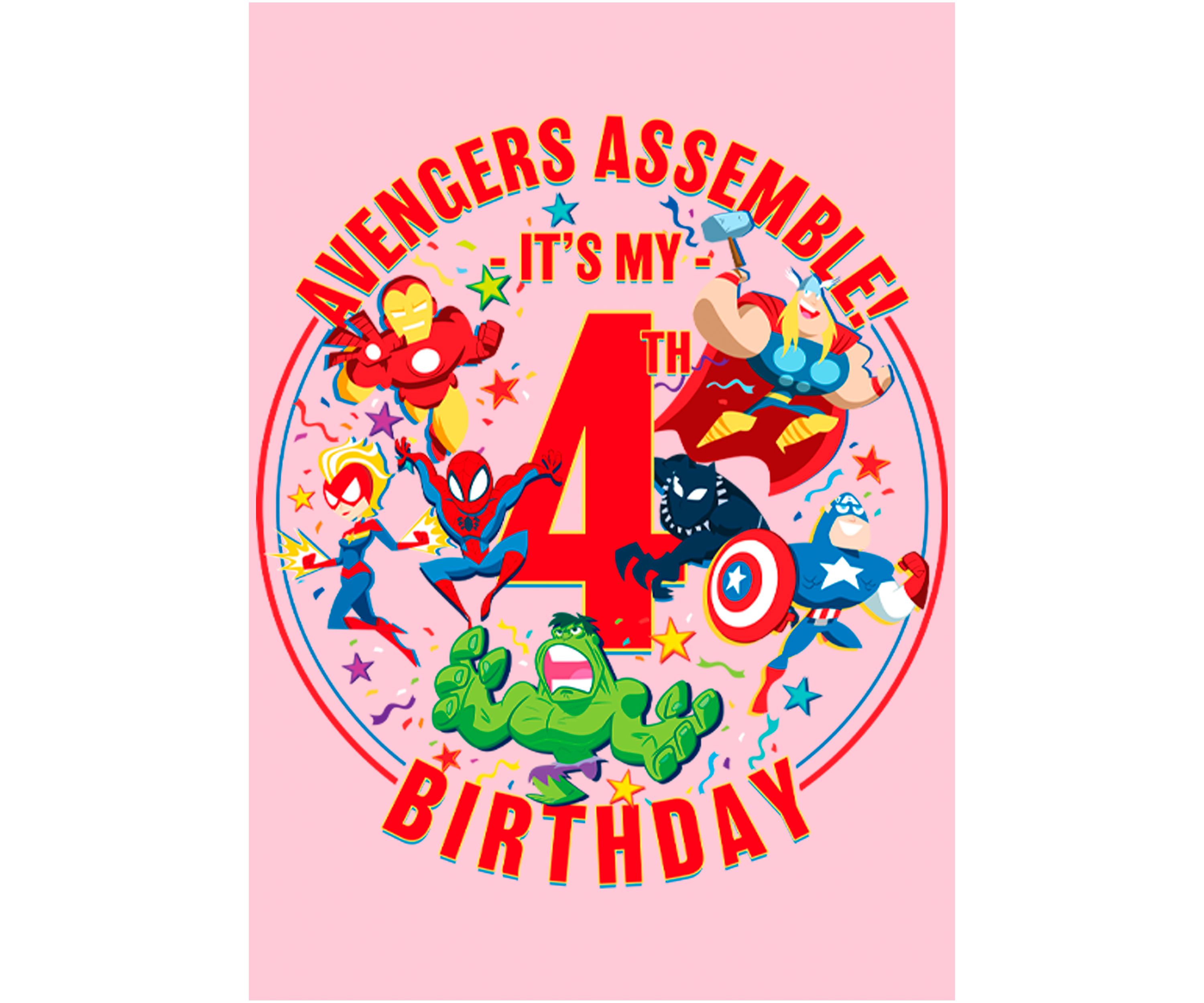 Girls 46x Marvel Seasonal Avengers Assemble 4th Birthday Graphic Top