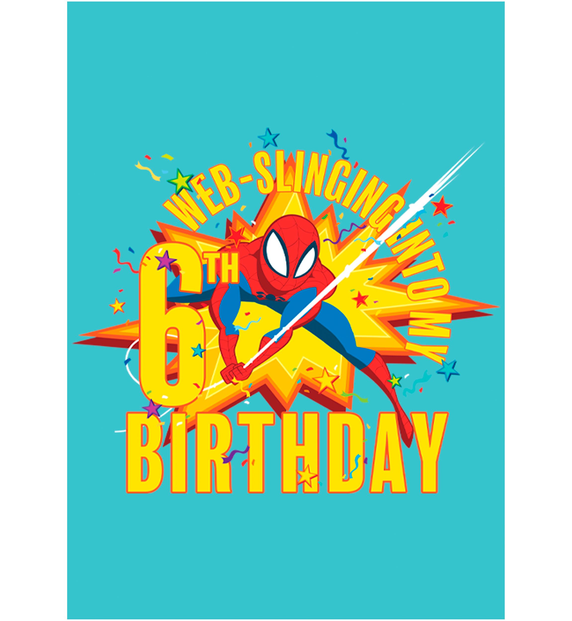 Girls 46x Marvel Seasonal Web Slinging Into My 6th Birthday Graphic Top