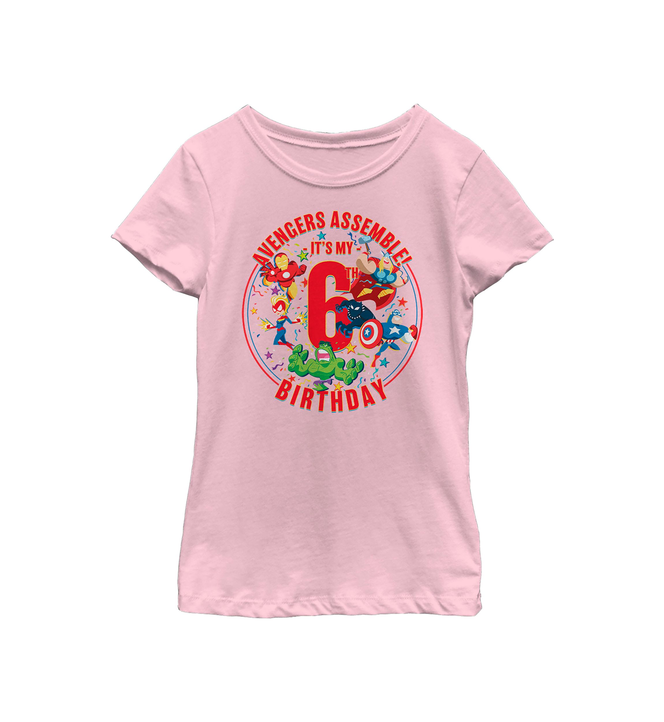Girls 46x Marvel Seasonal Avengers Assemble 6th Birthday Graphic Top