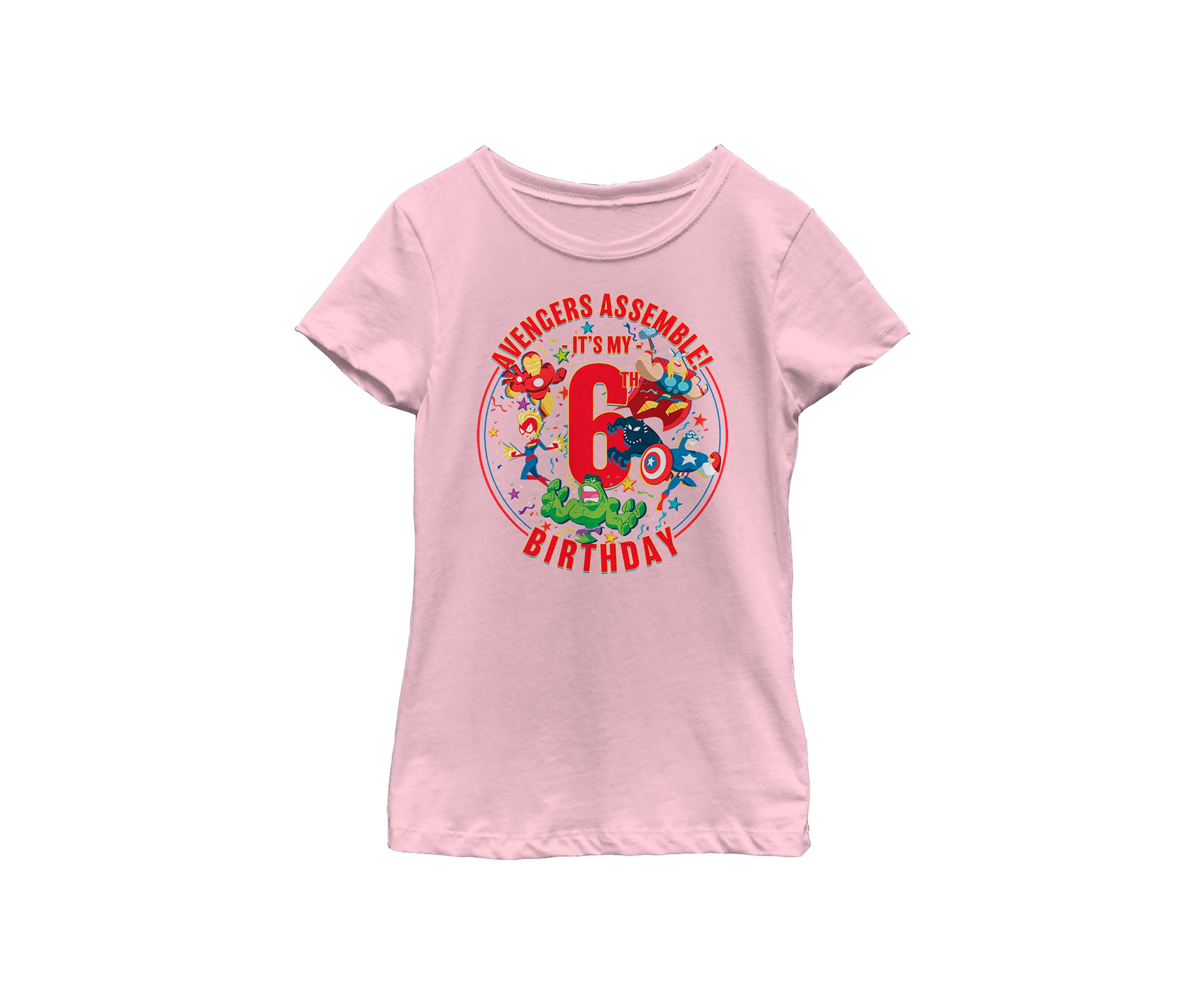 Girls 46x Marvel Seasonal Avengers Assemble 6th Birthday Graphic Top