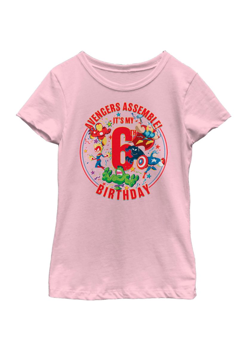 Girls 46x Marvel Seasonal Avengers Assemble 6th Birthday Graphic Top