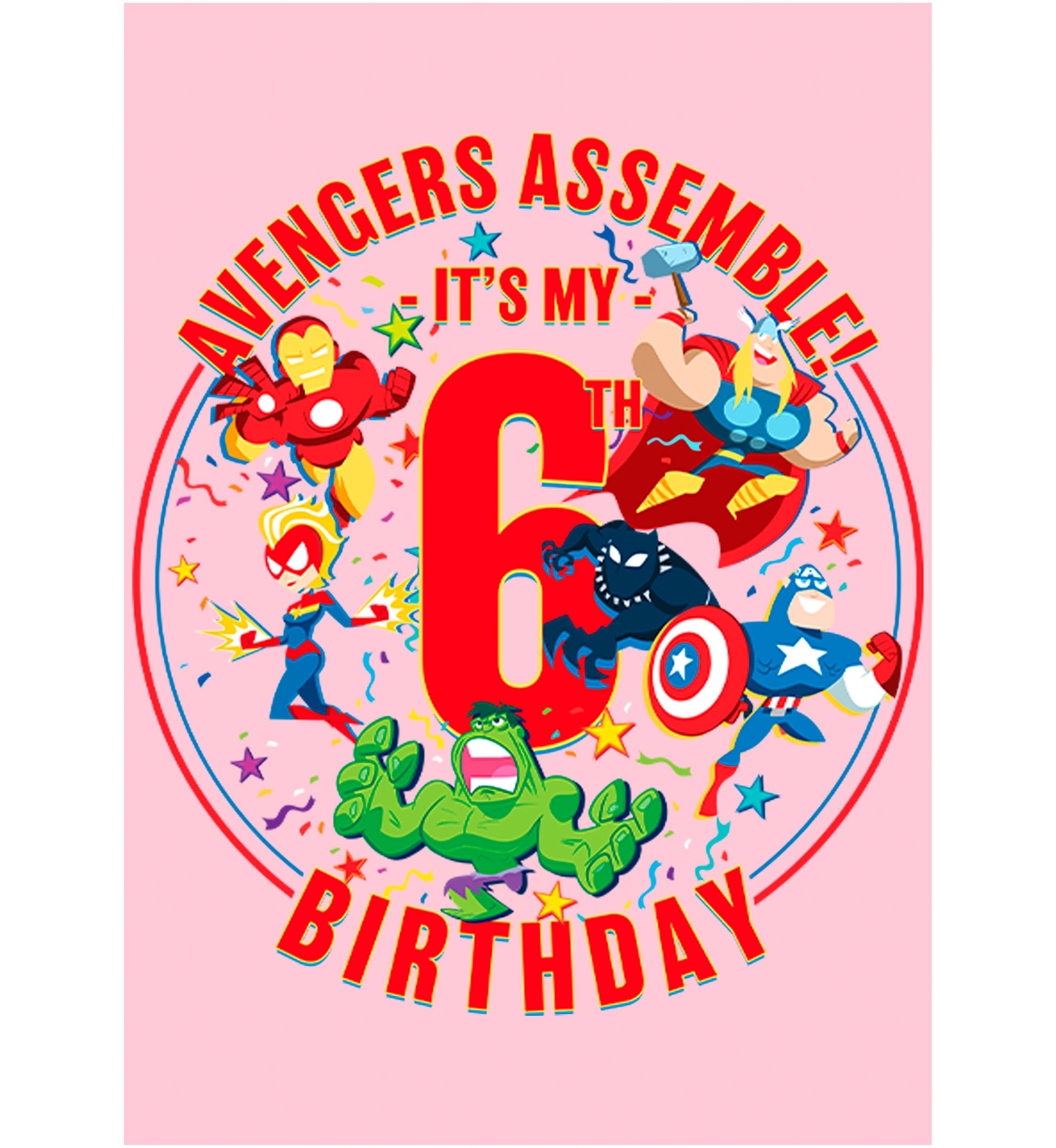 Girls 46x Marvel Seasonal Avengers Assemble 6th Birthday Graphic Top
