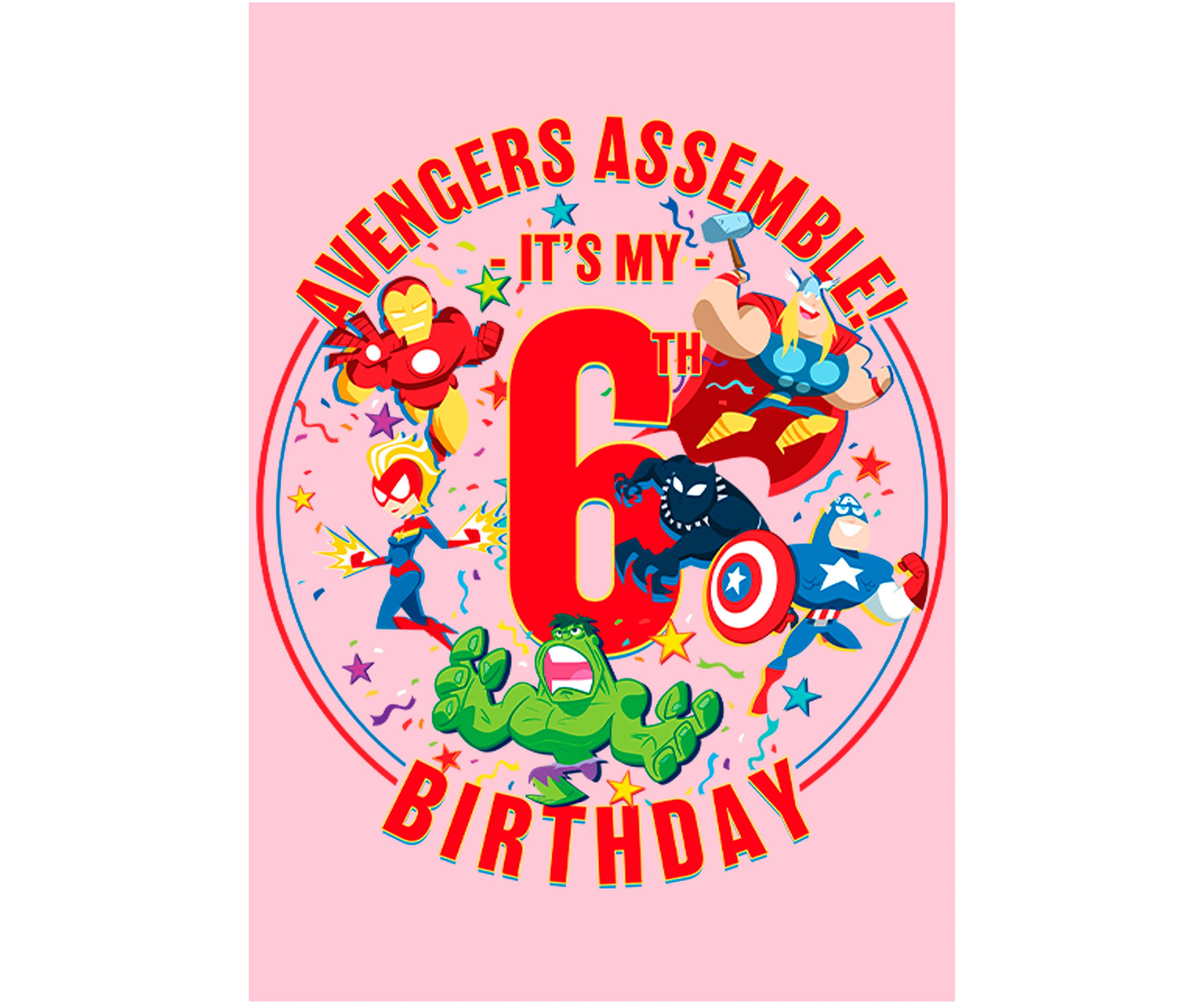 Girls 46x Marvel Seasonal Avengers Assemble 6th Birthday Graphic Top