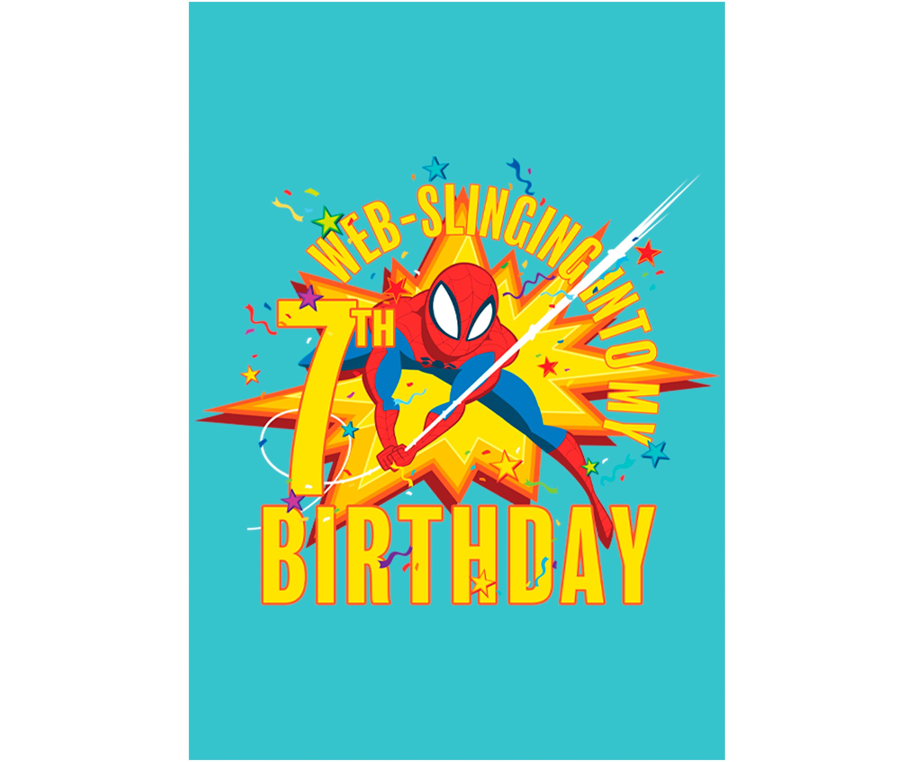 Girls 46x Marvel Seasonal Web Slinging Into My 7th Birthday Graphic Top