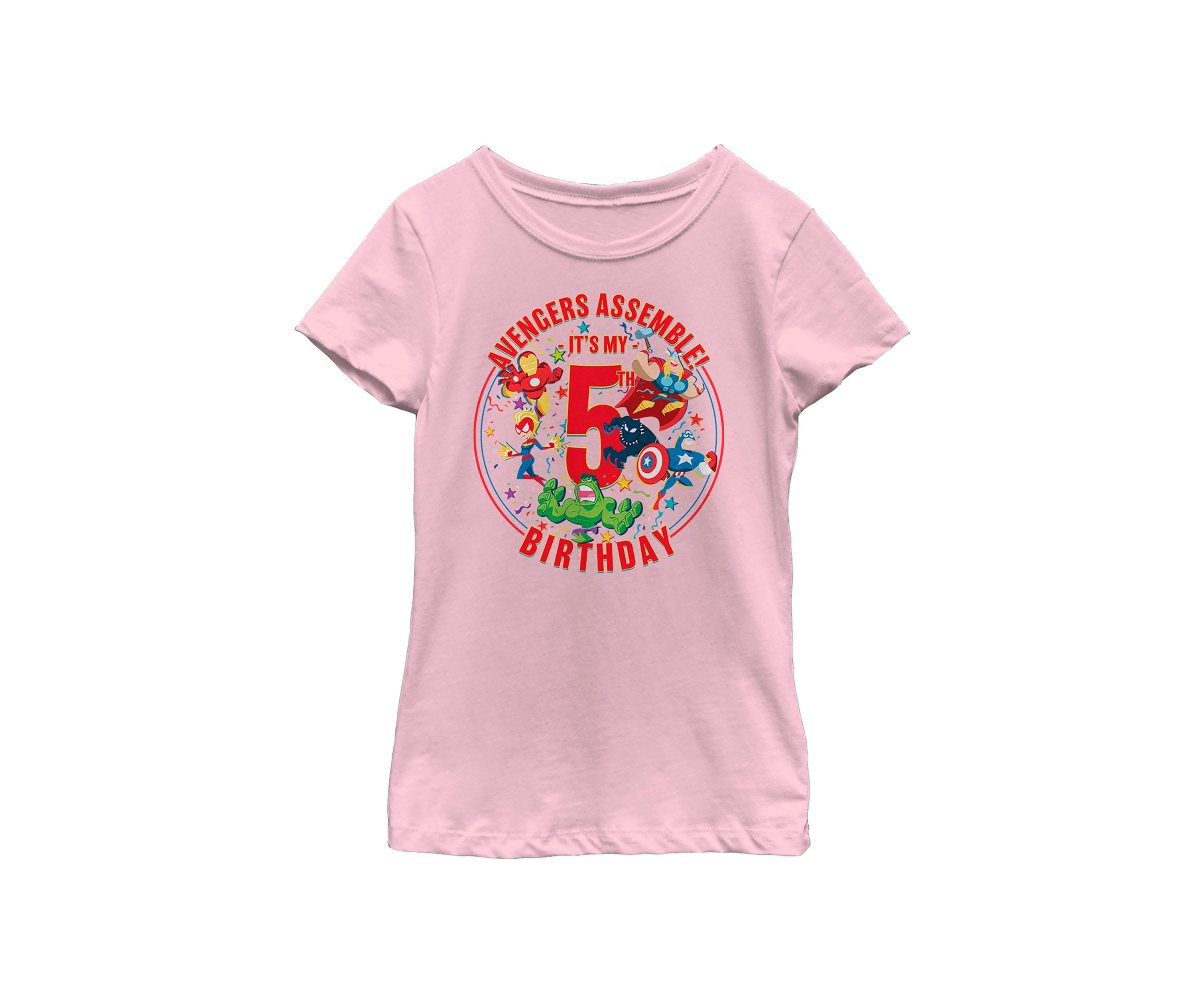 Girls 46x Marvel Seasonal Avengers Assemble 5th Birthday Graphic Top