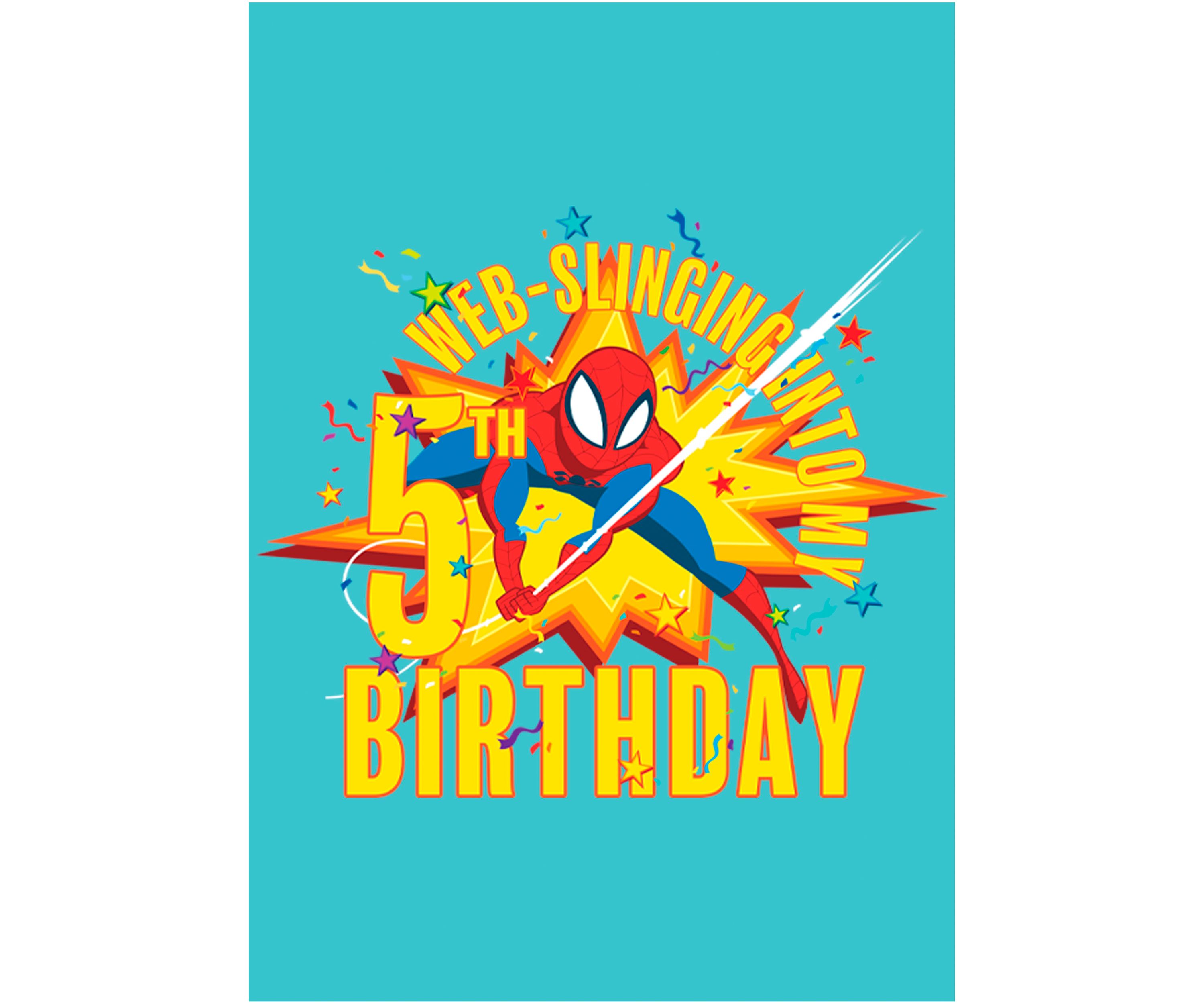 Girls 46x Marvel Seasonal Web Slinging Into My 5th Birthday Graphic Top