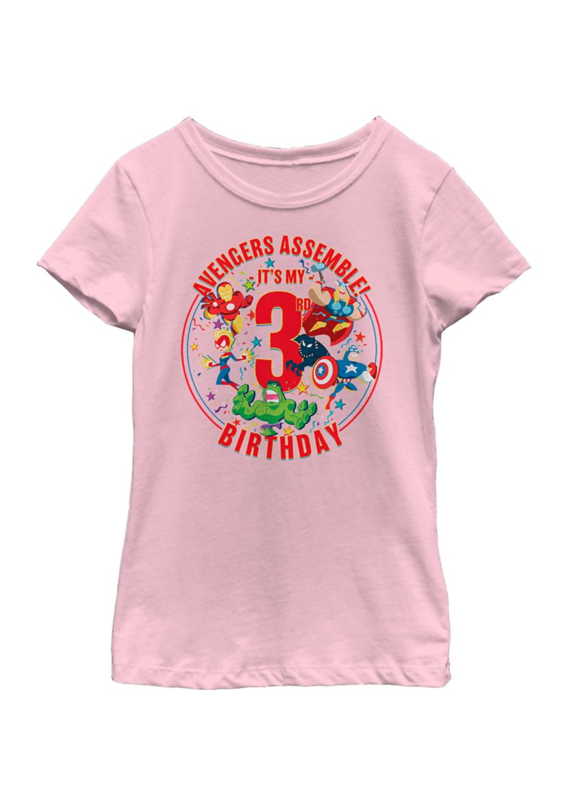 Girls 46x Marvel Seasonal Avengers Assemble 3rd Birthday Graphic Top