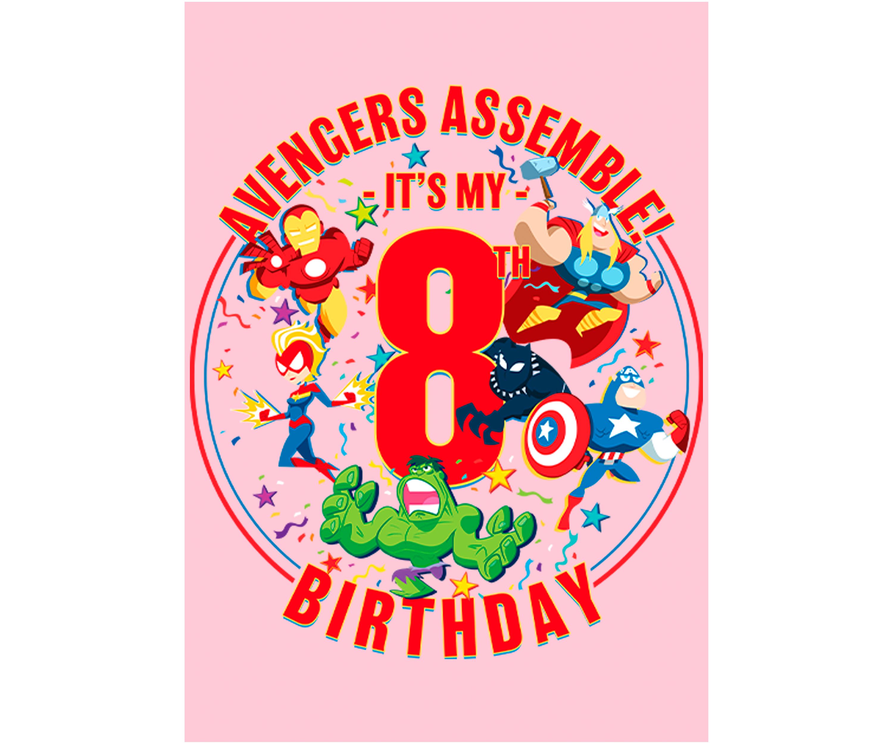Girls 46x Marvel Seasonal Avengers Assemble 8th Birthday Graphic Top