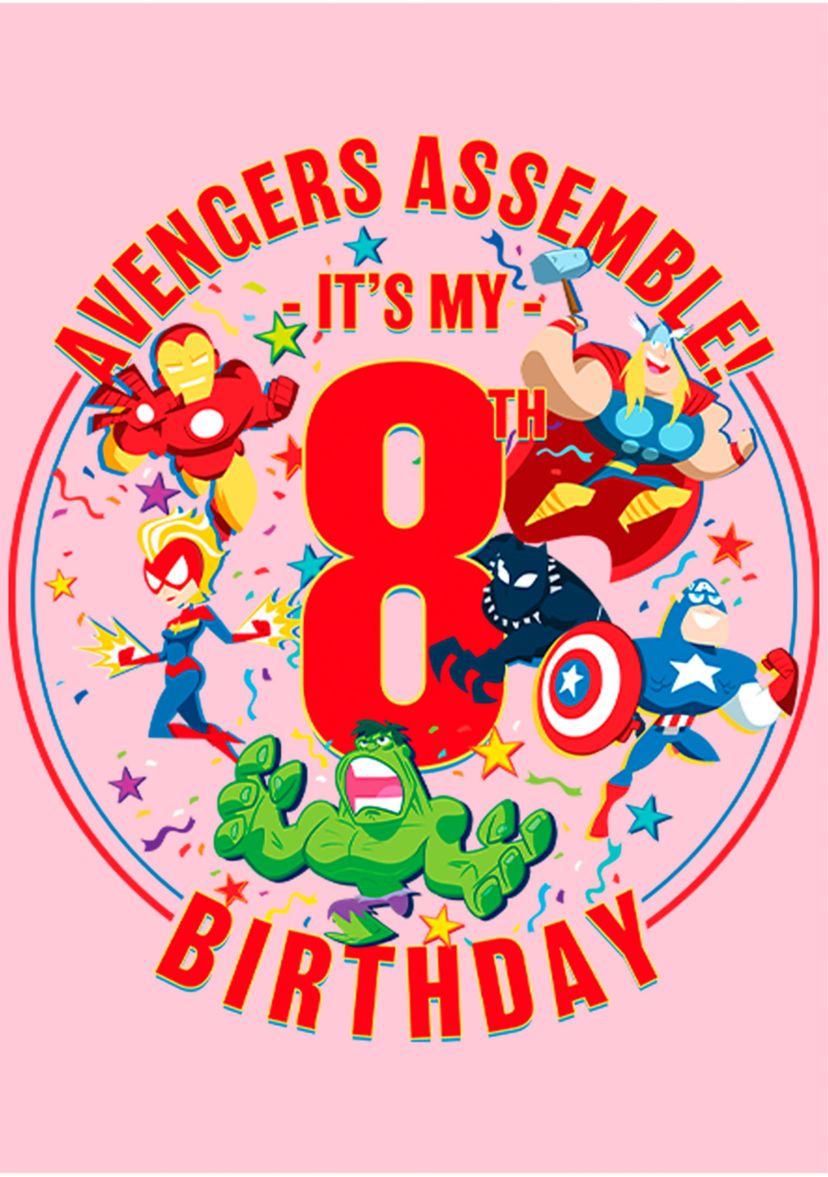 Girls 46x Marvel Seasonal Avengers Assemble 8th Birthday Graphic Top