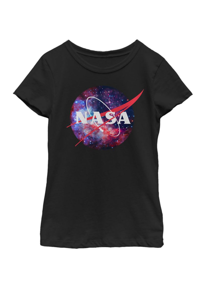 Girls 7-16 Purple Pink Mix Galaxy Style Logo Short Sleeve Graphic T-Shirt