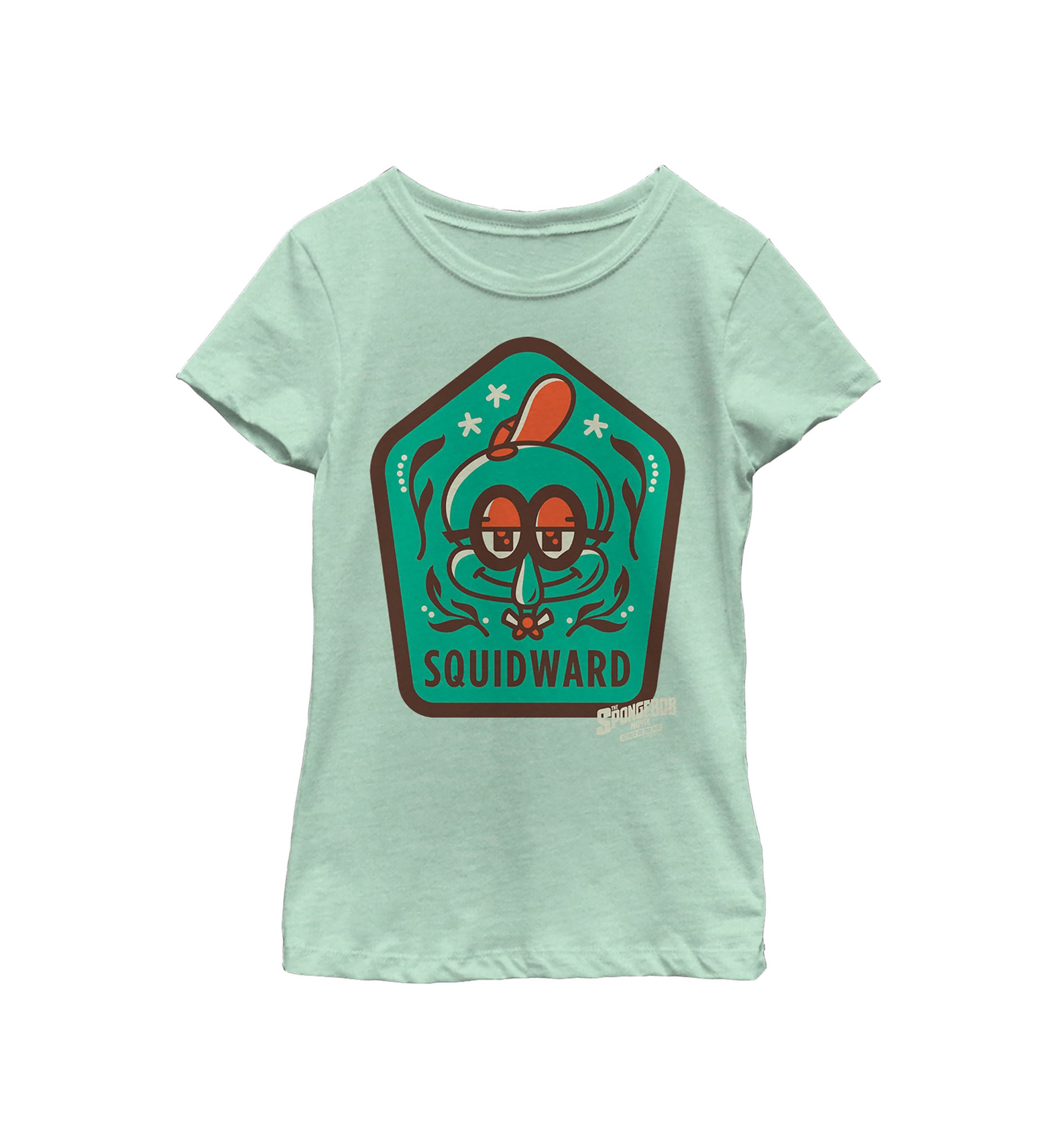 Girls 46x Spongebob Movie Squidward Camp Patch Graphic Top