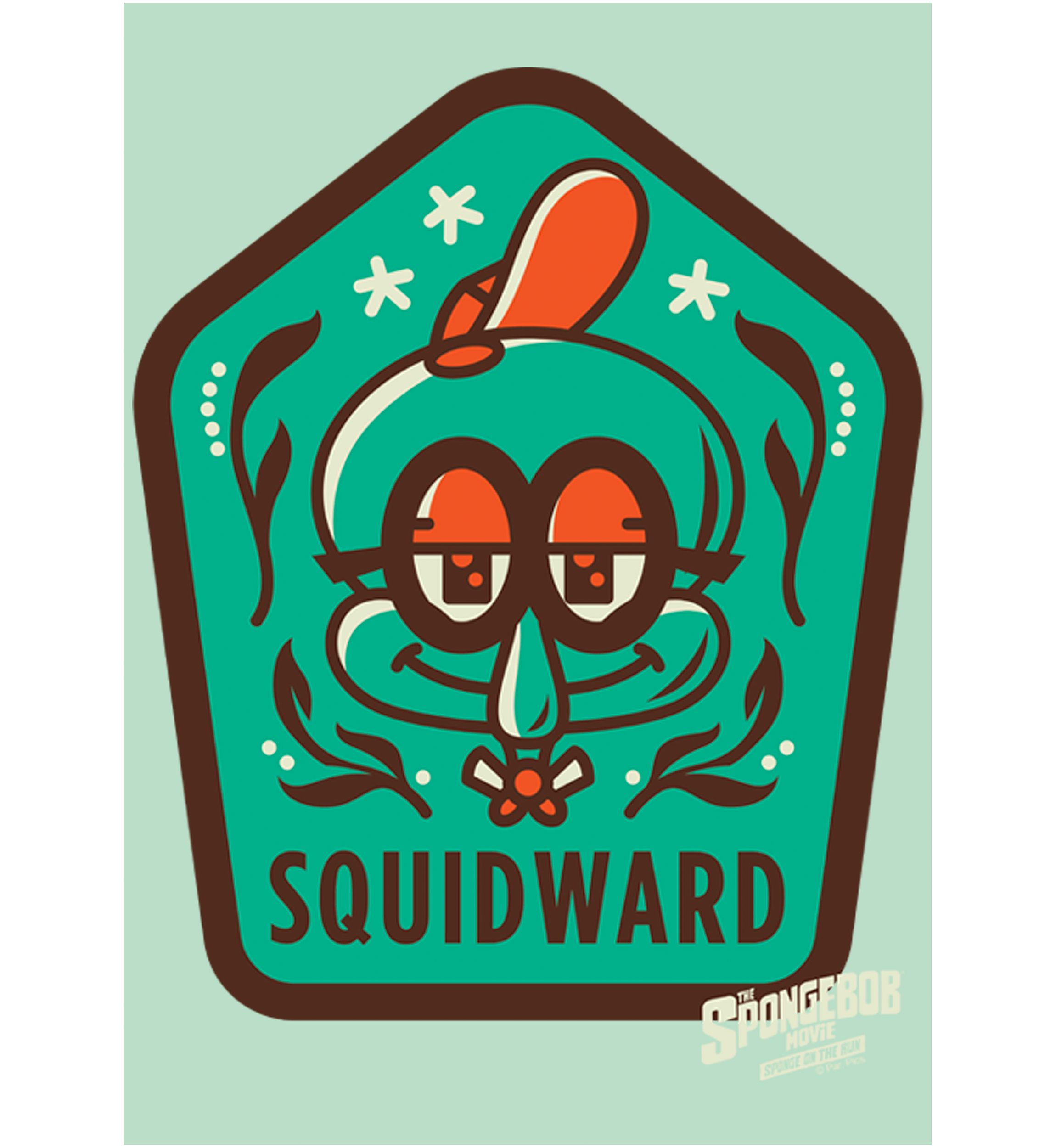 Girls 46x Spongebob Movie Squidward Camp Patch Graphic Top