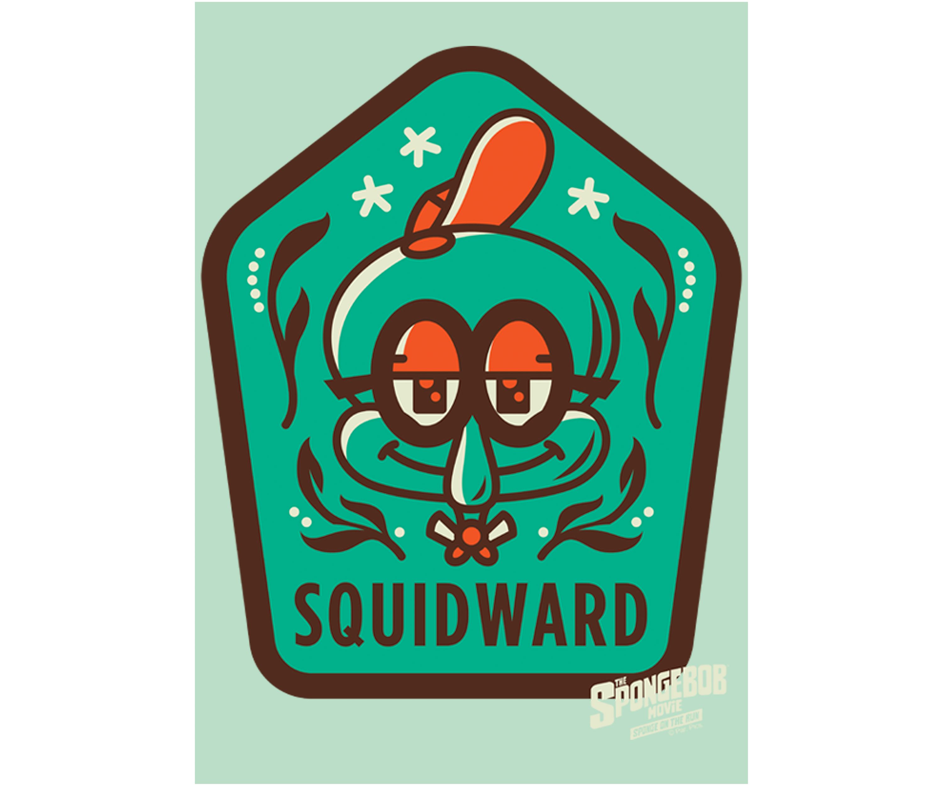 Girls 46x Spongebob Movie Squidward Camp Patch Graphic Top