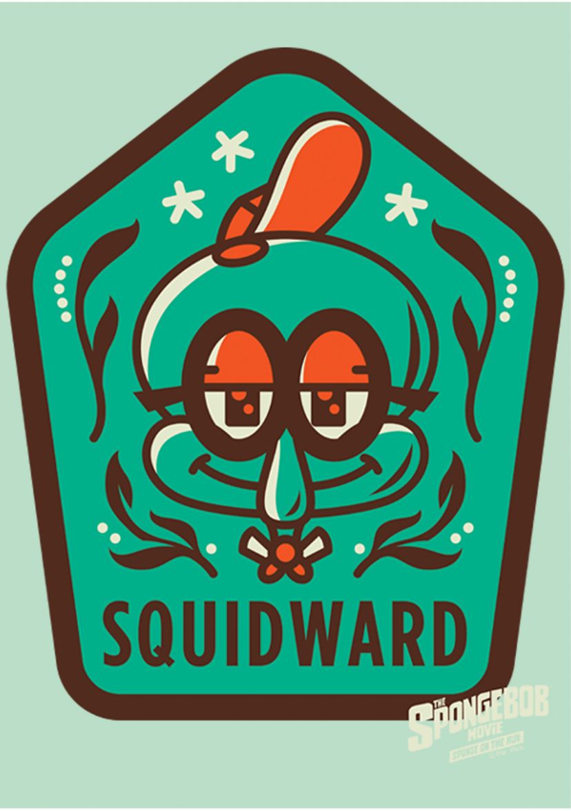 Girls 46x Spongebob Movie Squidward Camp Patch Graphic Top
