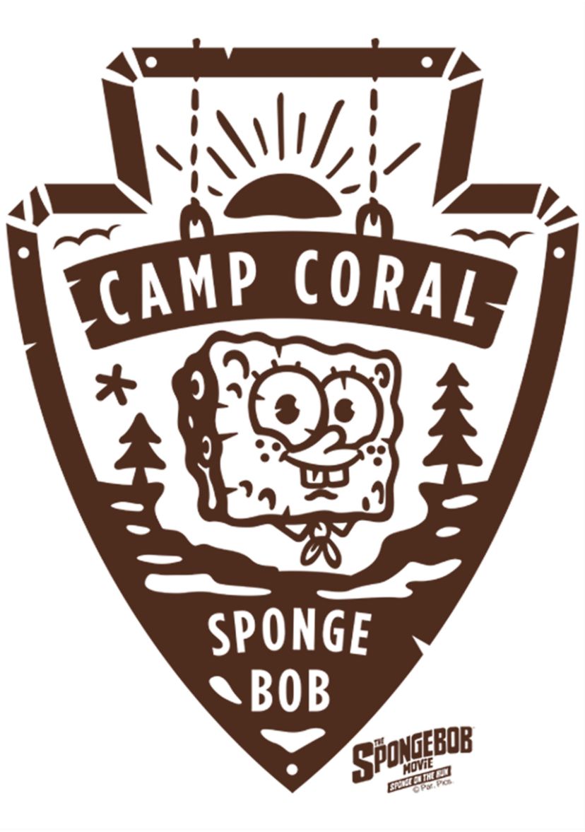 Girls 46x Spongebob Movie Camp Patch Spongebob Graphic Top