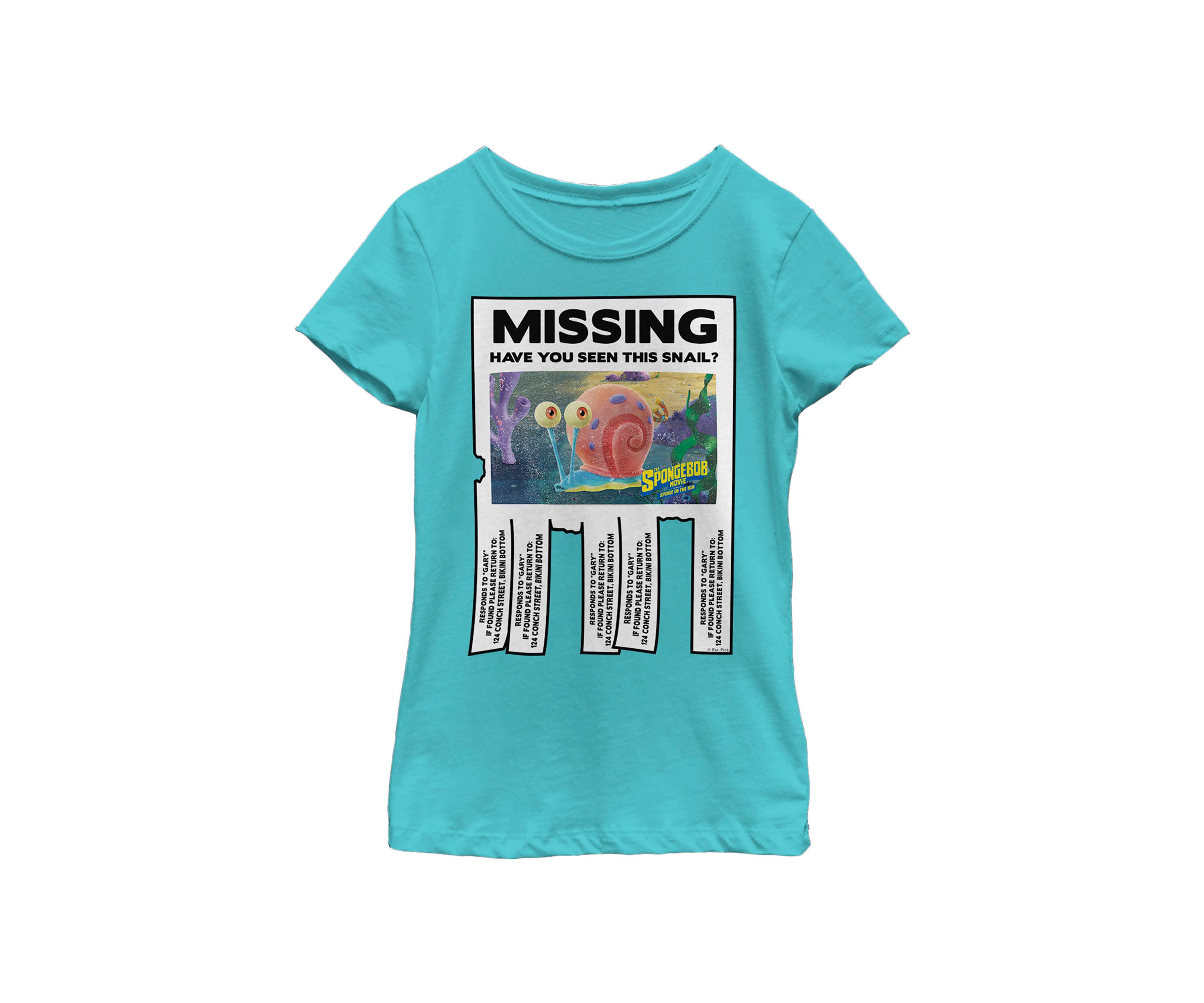 Girls 46x Spongebob Movie Missing Gary Graphic Top