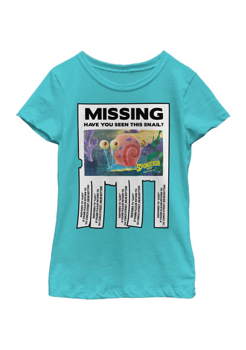 Girls 46x Spongebob Movie Missing Gary Graphic Top