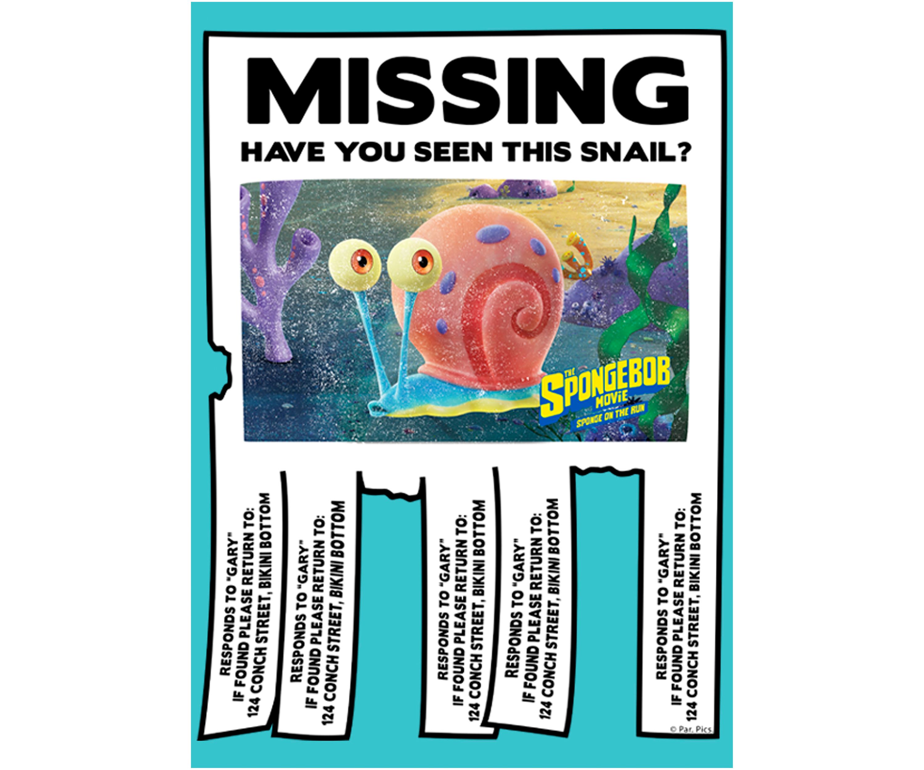 Girls 46x Spongebob Movie Missing Gary Graphic Top