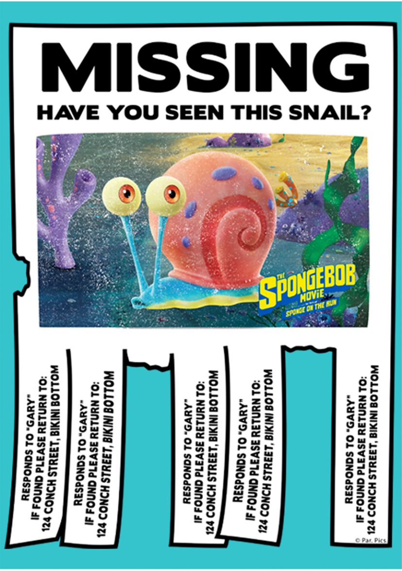 Girls 46x Spongebob Movie Missing Gary Graphic Top