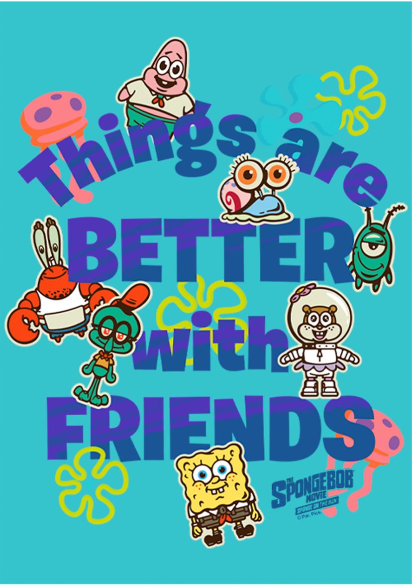 Girls 46x Spongebob Movie Friends patches Graphic Top