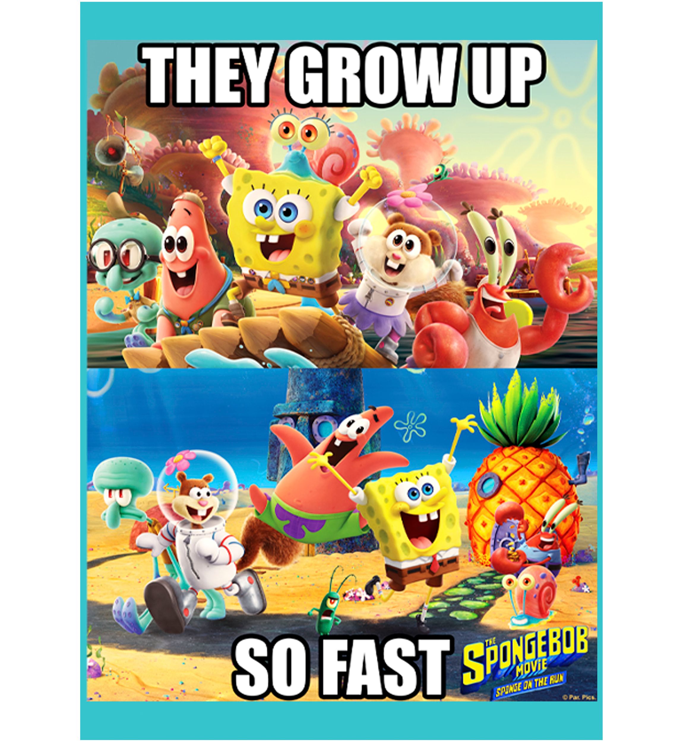 Girls 46x Spongebob Movie They Grow Fast Graphic Top