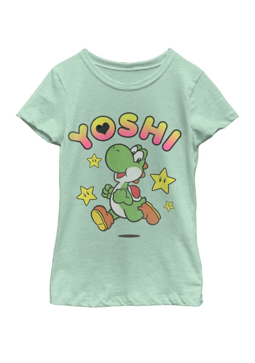 Girls 7-16 Super Mario Yoshi Star Power Sprint Short Sleeve Graphic T-Shirt