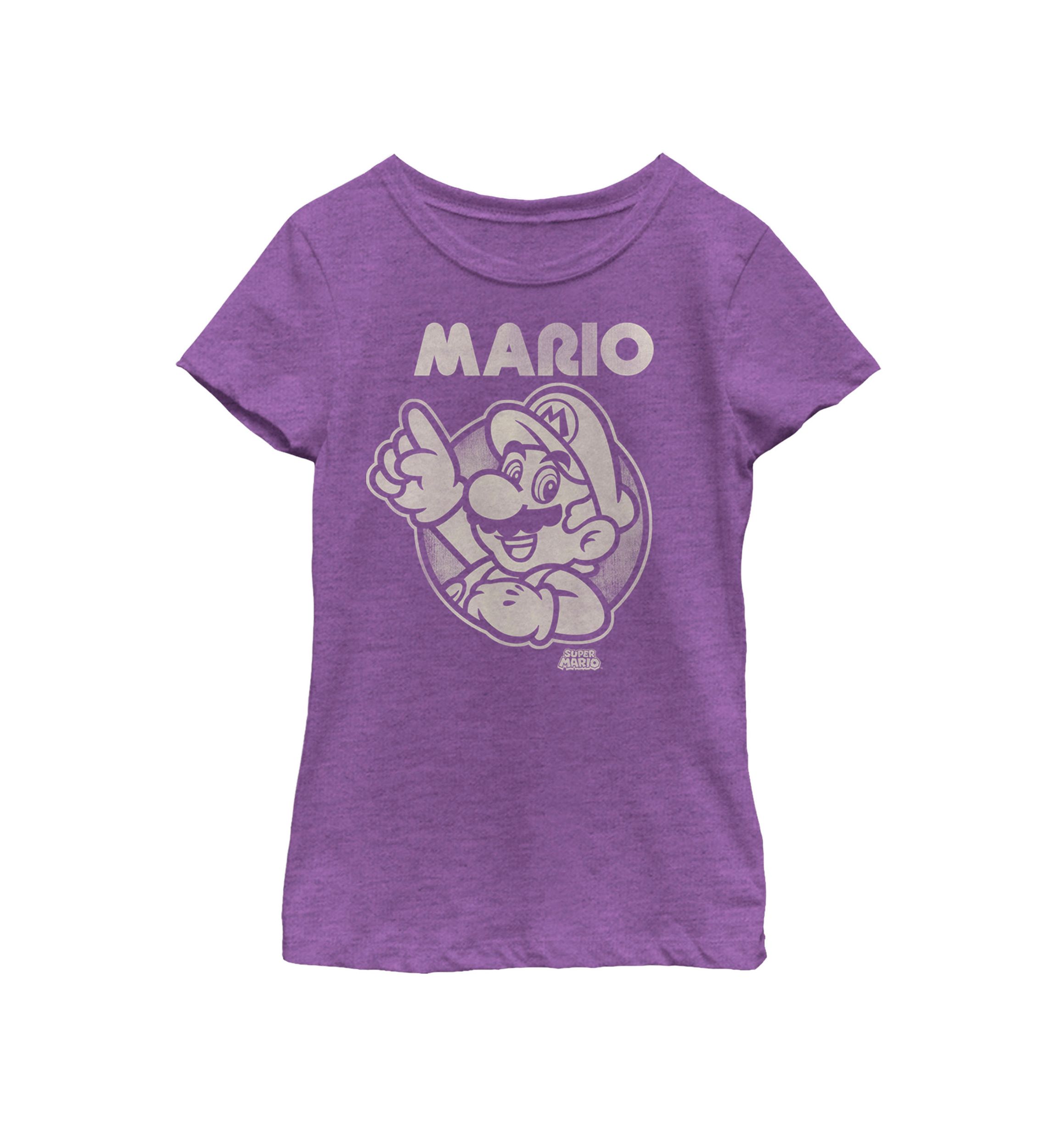 Girls 7-16 Super Mario Pointing Line Art Short Sleeve Graphic T-Shirt