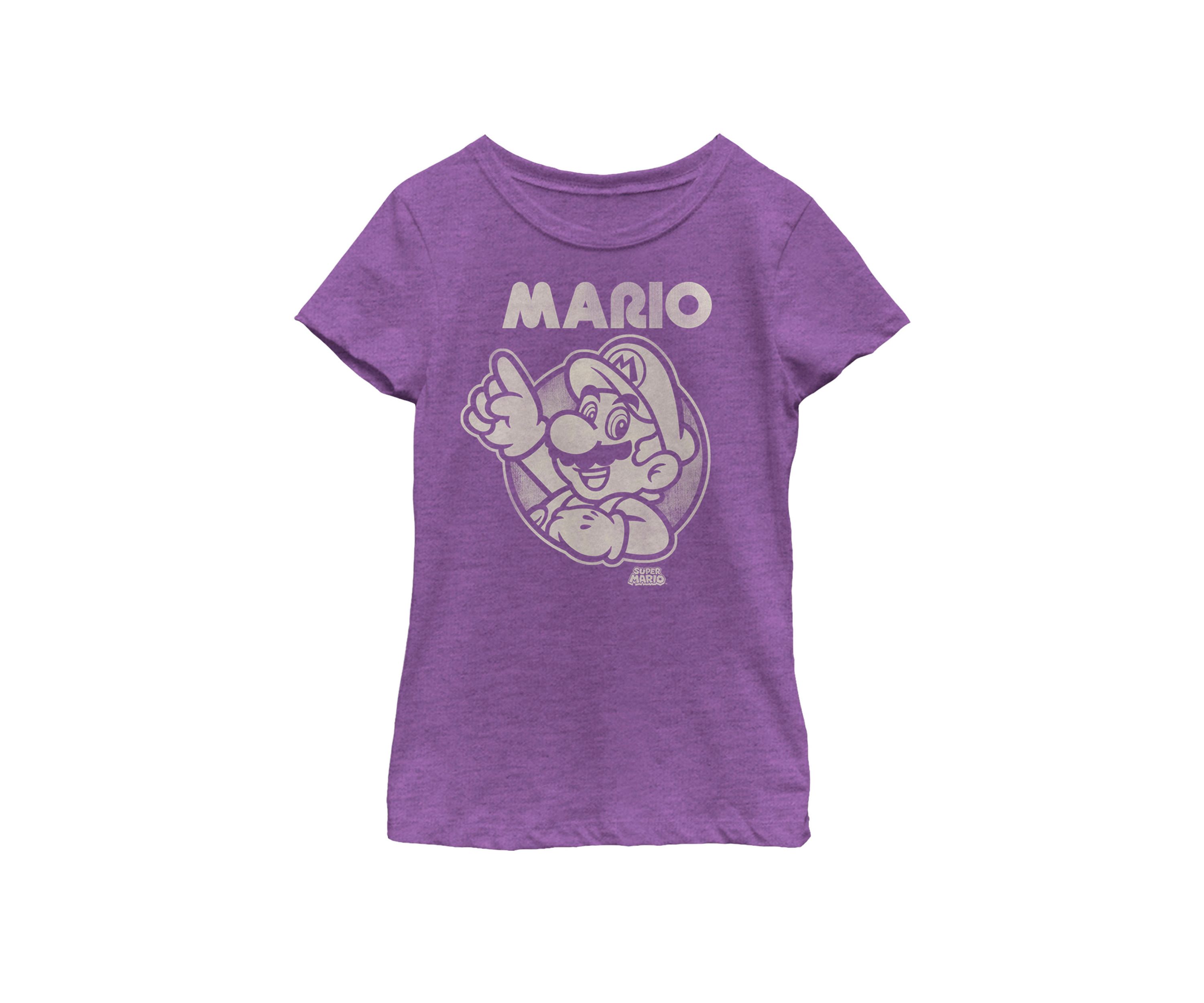 Girls 7-16 Super Mario Pointing Line Art Short Sleeve Graphic T-Shirt