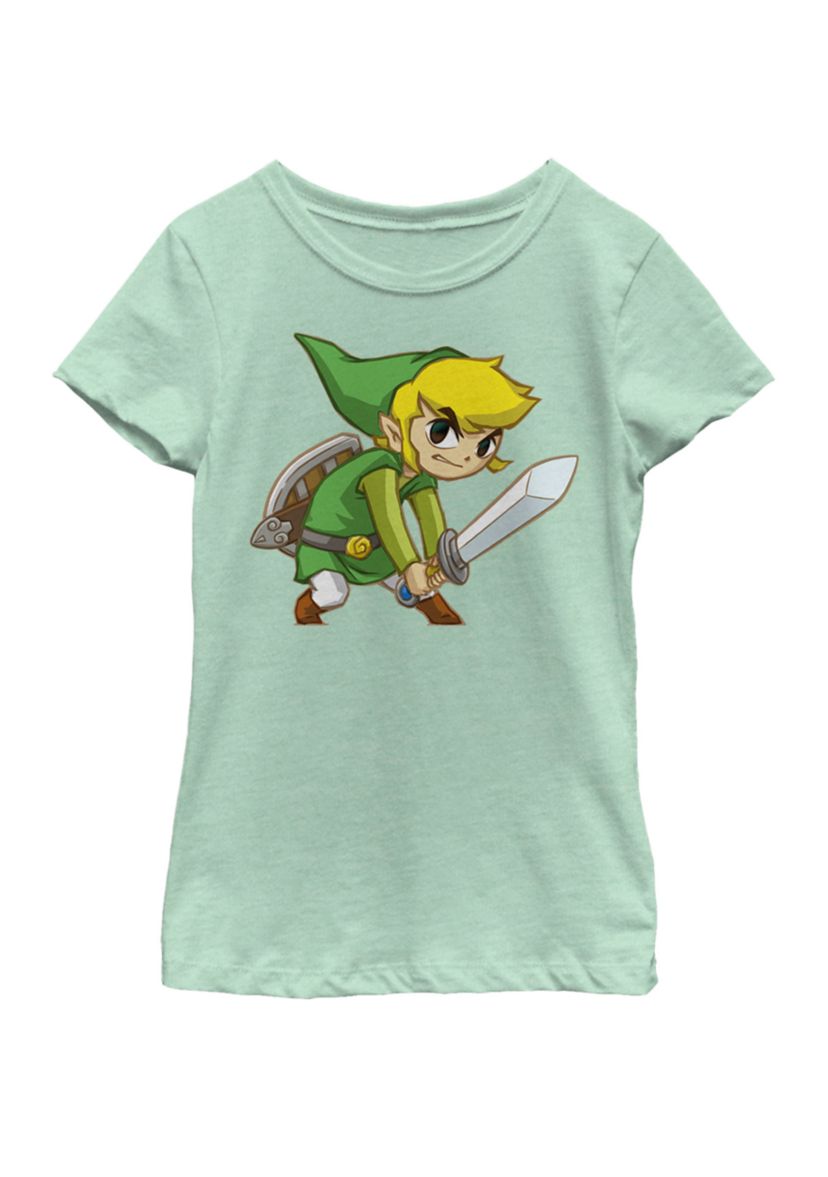 Girls 7-16 Zelda Spirit Tracks Link Sword Pose Short Sleeve Graphic T-Shirt