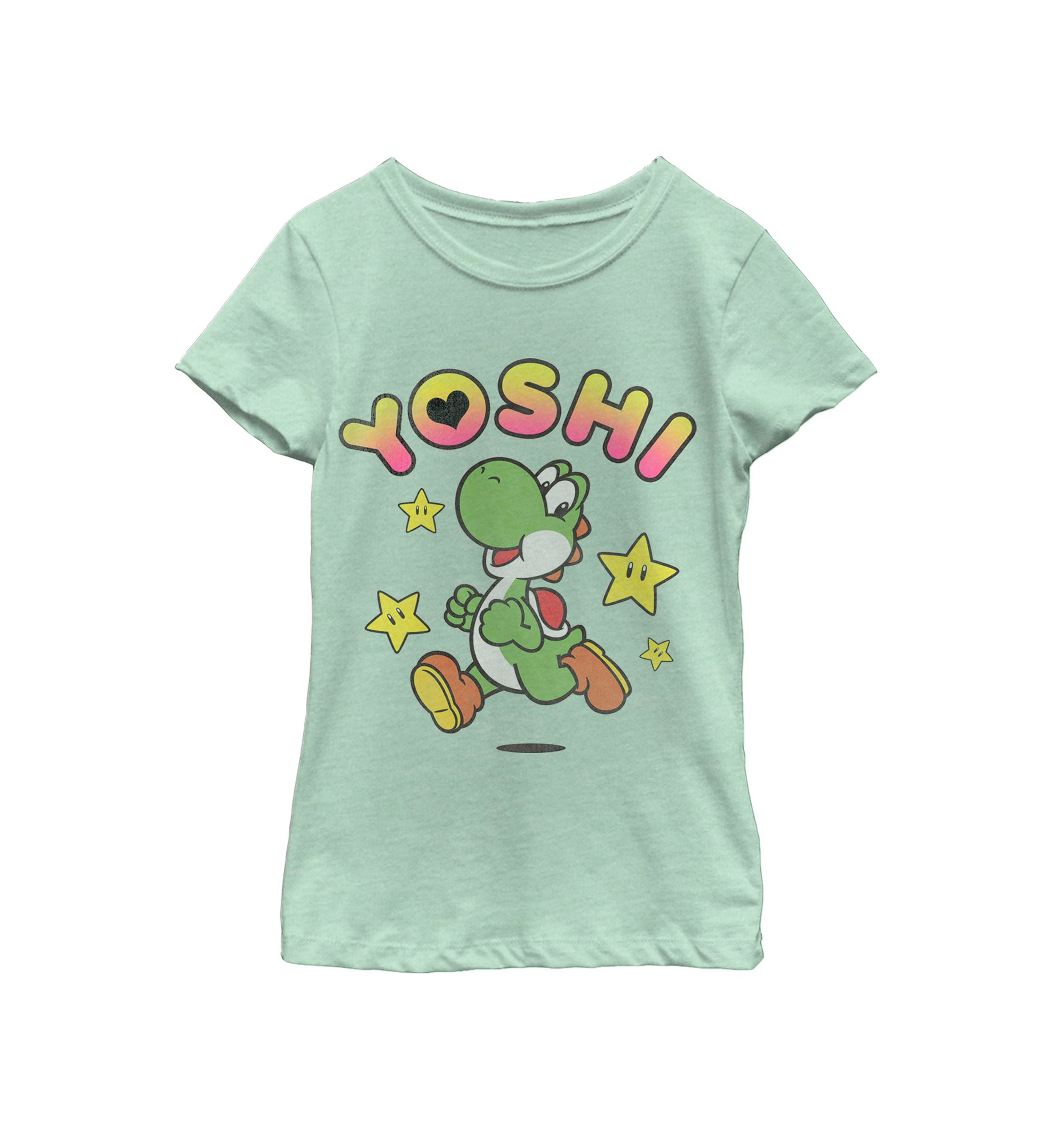  Girls 7-16 Super Mario Yoshi Star Power Sprint Short Sleeve T-Shirt