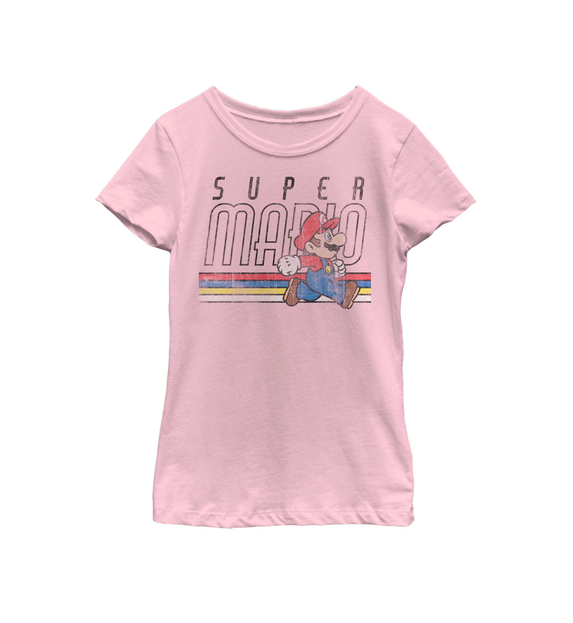 Girls 7-16 Super Mario Retro Stripe Walk Short Sleeve T-Shirt  