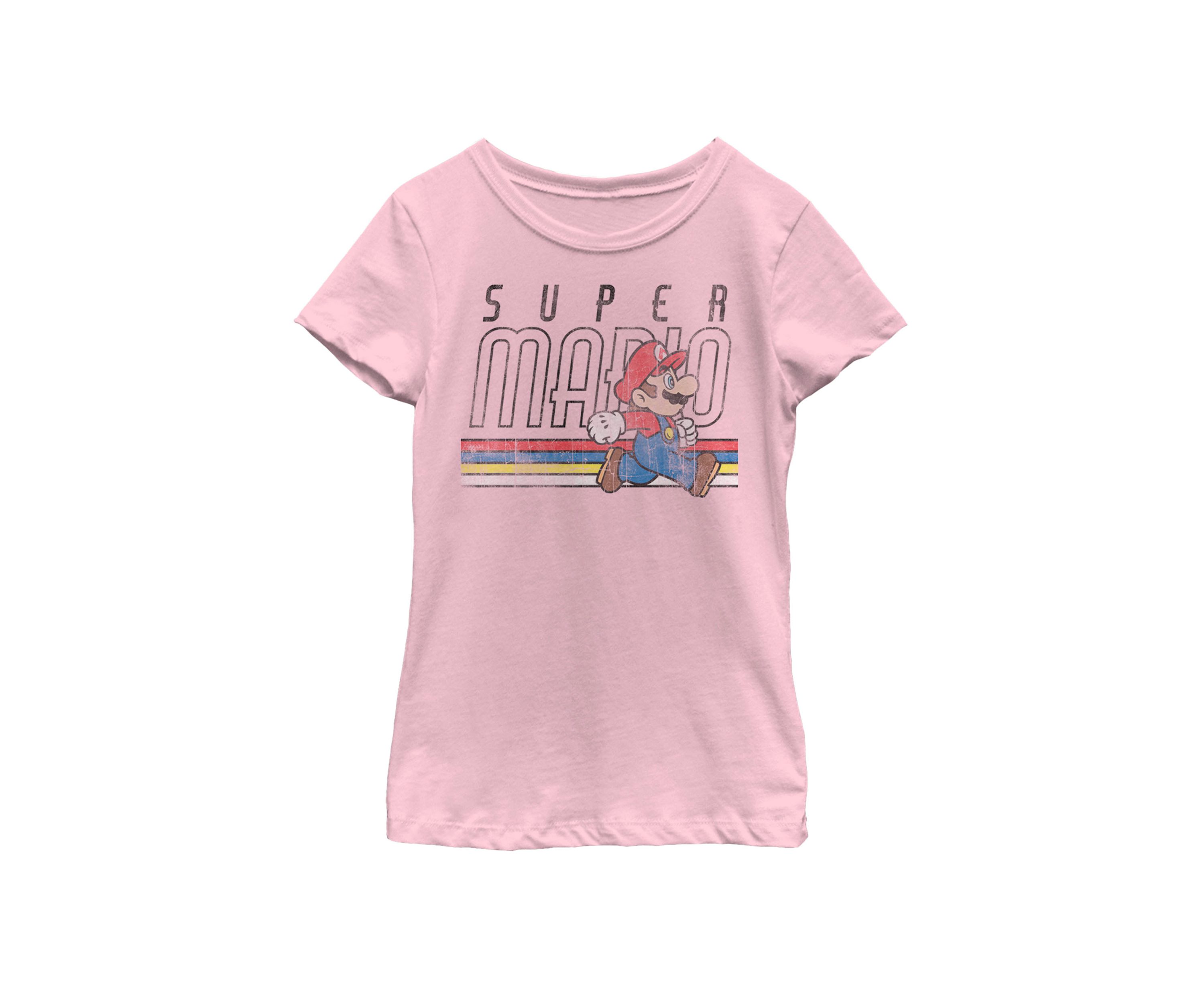Girls 7-16 Super Mario Retro Stripe Walk Short Sleeve T-Shirt  