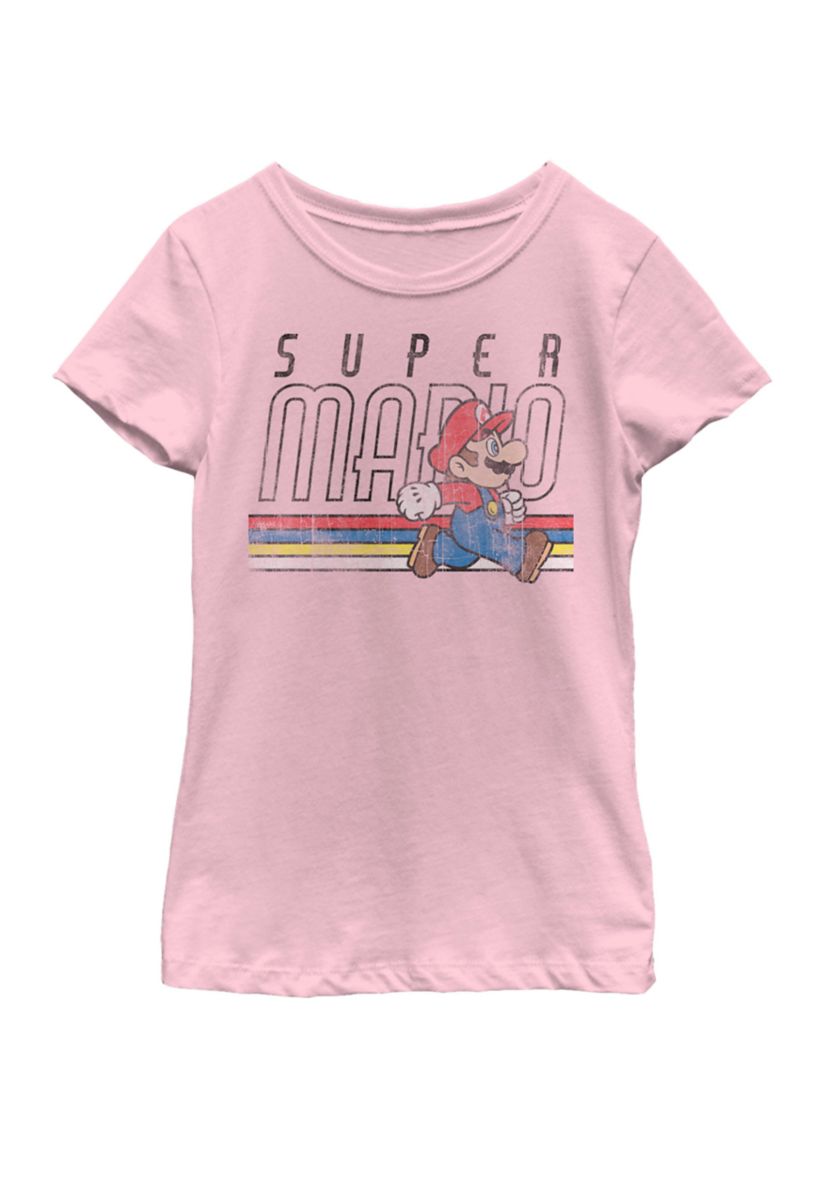 Girls 7-16 Super Mario Retro Stripe Walk Short Sleeve T-Shirt  