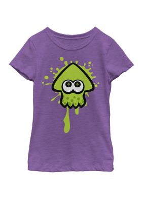 Nintendo Girls 7-16 Splatoon Green Inkling Squid Splat Short Sleeve Graphic T-Shirt, Purple, Large