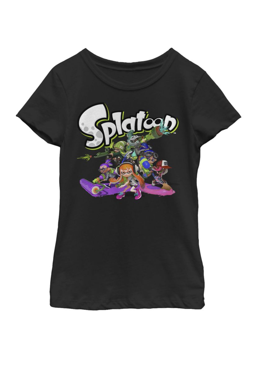 Girls 7-16 Splatoon Logo Teams Group Shot Short Sleeve Graphic T-Shirt